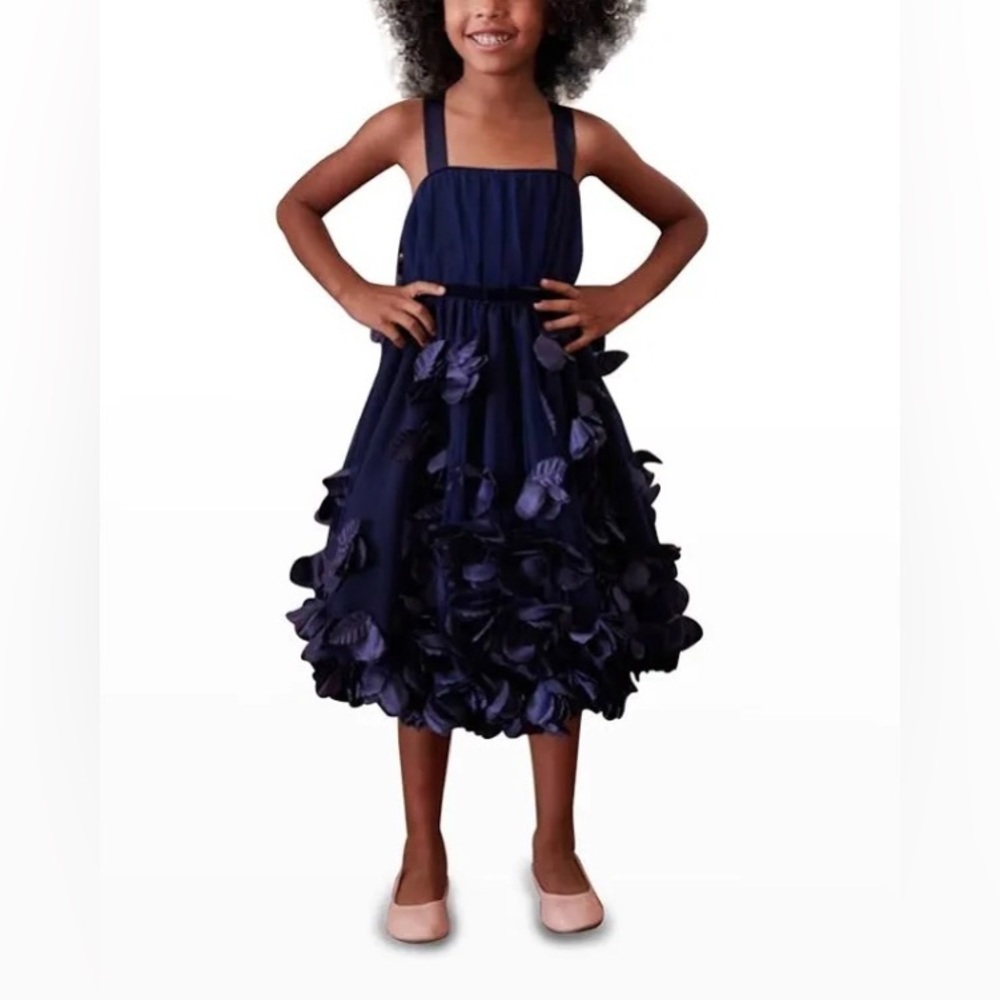 NWT $395 Marchesa Norte Girls Blue Flower Dress